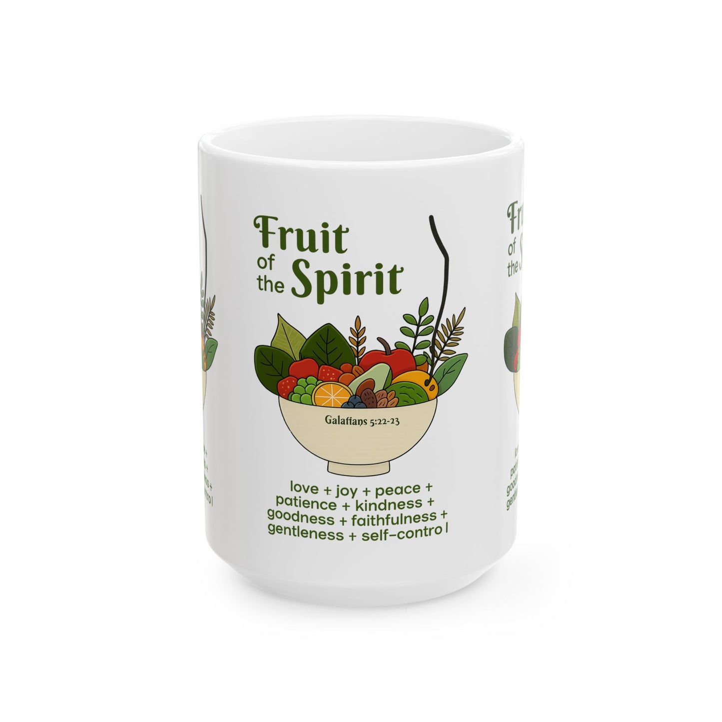 Inspirational Ceramic Mug, Fruit of the Spirit Gift, Christian Coffee Cup, 11oz, 15oz, Encouragement Mug, Religious Kitchenware