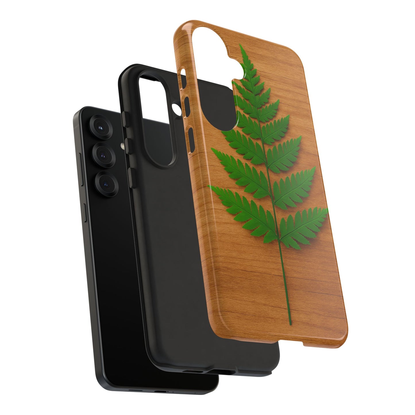 Wooden Fern Phone Case - Eco-Friendly Tough Cases for Nature Lovers, Unique Gift, Customizable Design, Nature-Themed Accessories