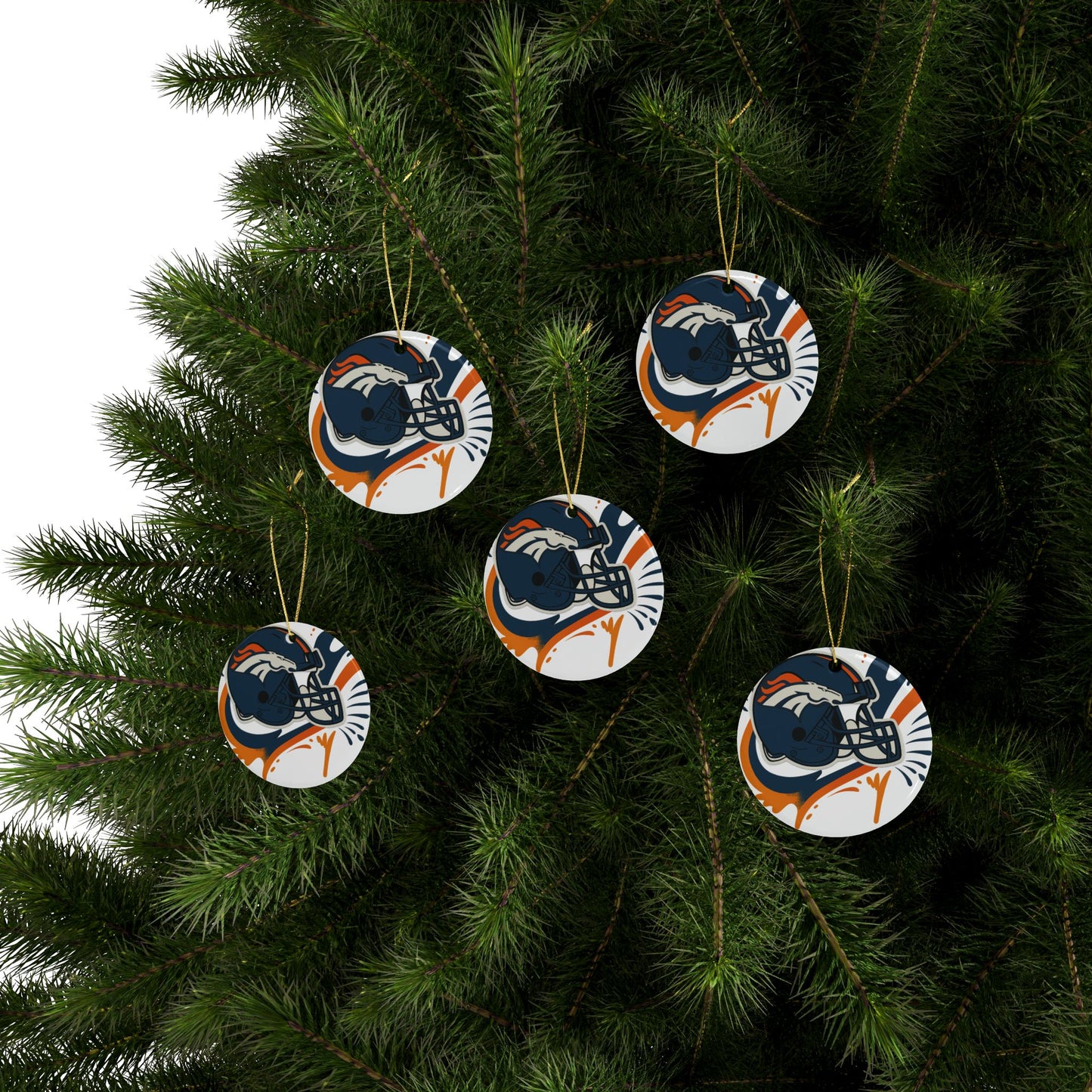Denver Broncos Ceramic Ornaments | Sports Tree Decor | Holiday Gifts | Fan Decorations | Christmas Ornaments
