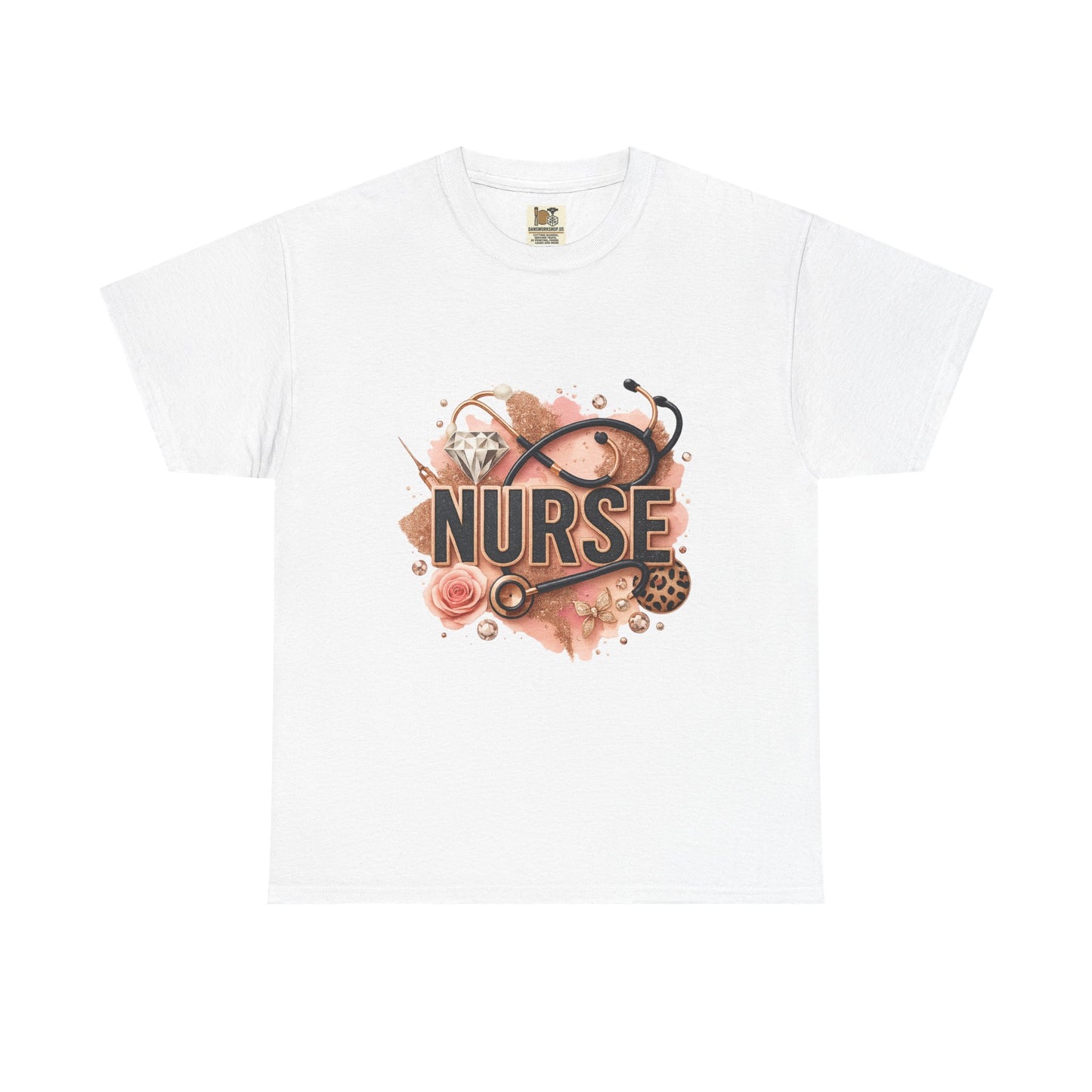 Nurse Heavy Cotton Tee | Gift for Nurses, Nurse Appreciation, Medical Tee, Healthcare Worker Gift, Floral Nurse Design