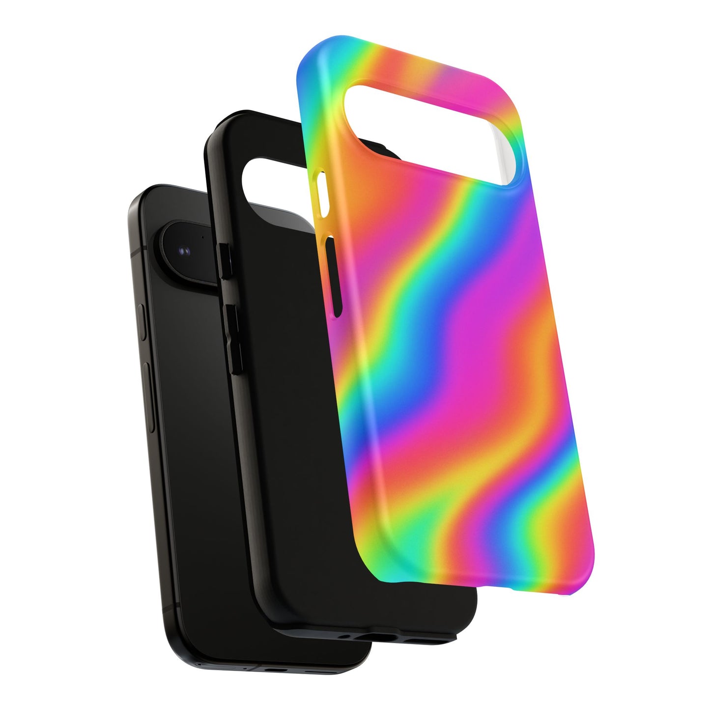 Rainbow Wavy Phone Case - Colorful Tough Cases for Stylish Protection, LGBTQ+ Pride Gift, Trendy Phone Accessory, Birthday, Holiday Present