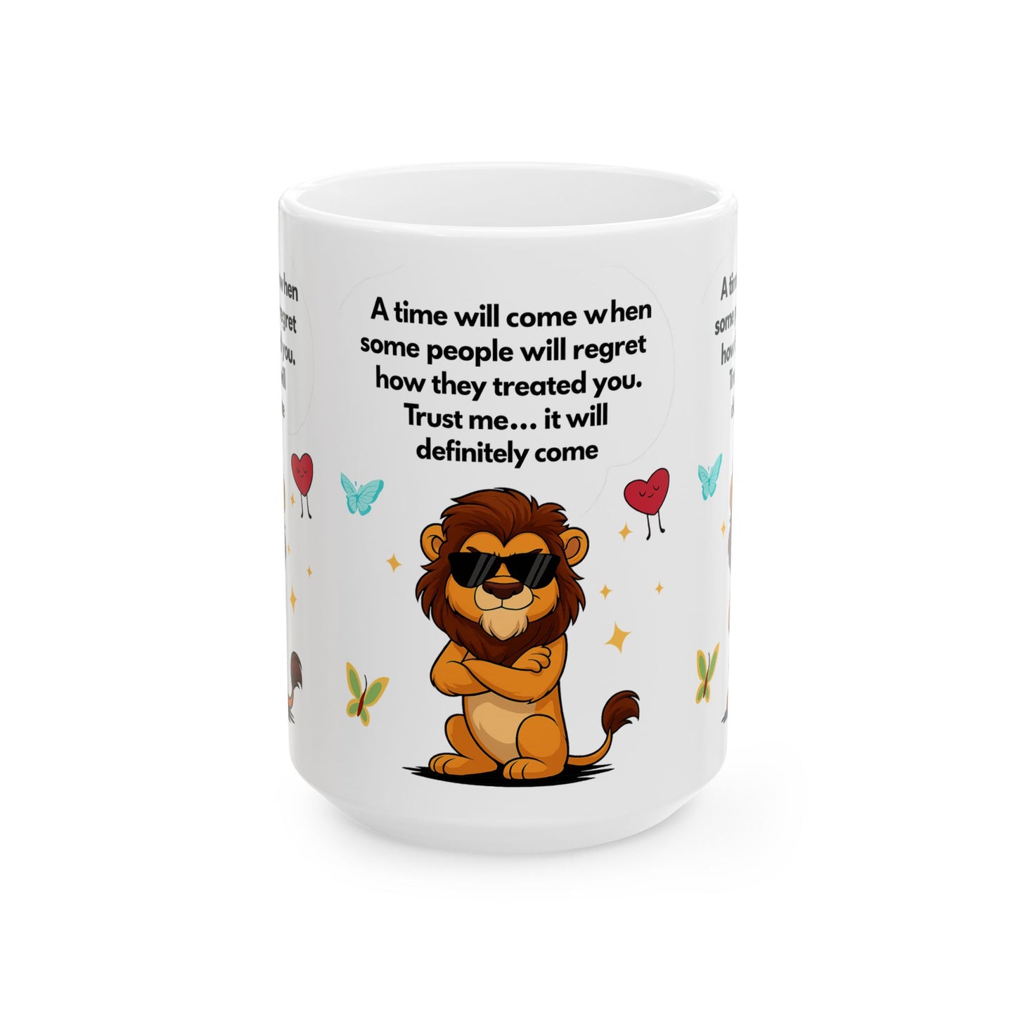 Confident Lion Quote Mug | Gift for Friends, Motivational Ceramic Mug, Cute Animal Design, Coffee Tea Cup, Positive Vibes