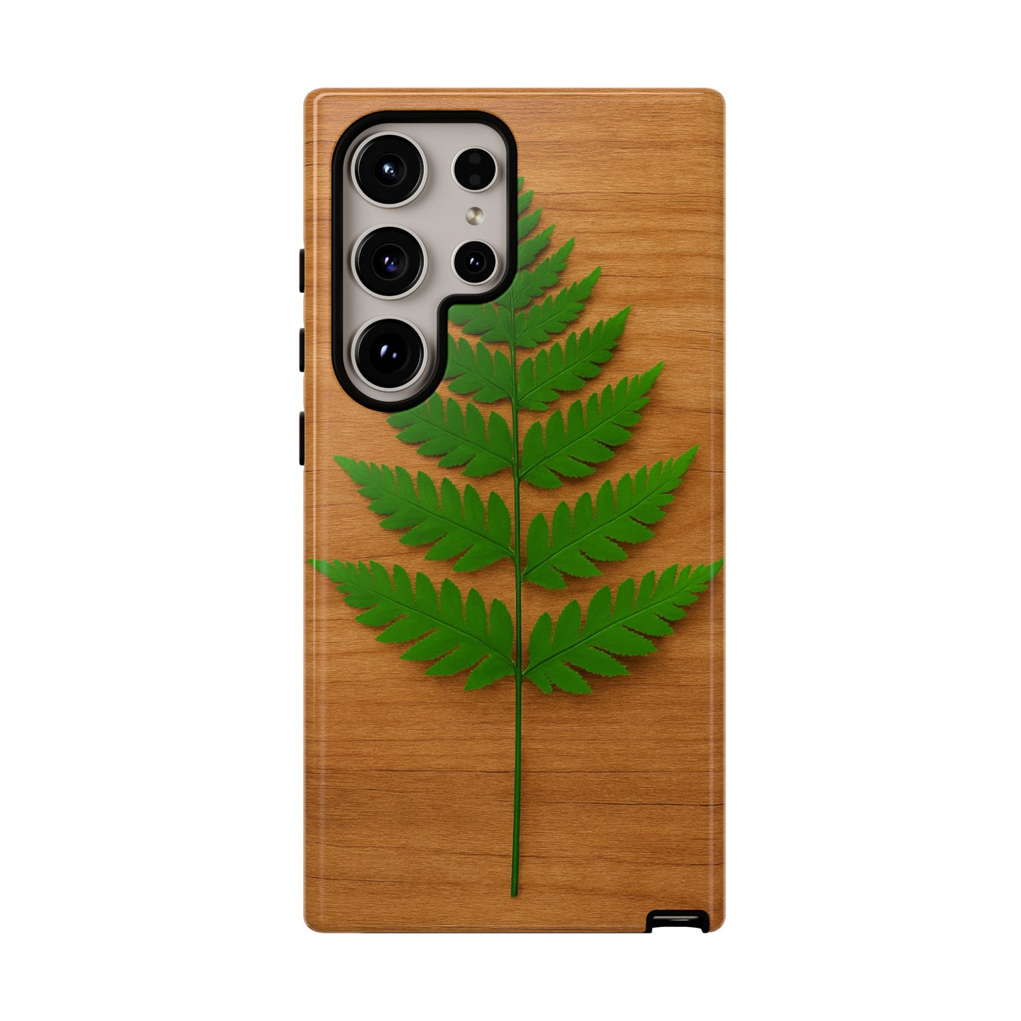 Wooden Fern Phone Case - Eco-Friendly Tough Cases for Nature Lovers, Unique Gift, Customizable Design, Nature-Themed Accessories