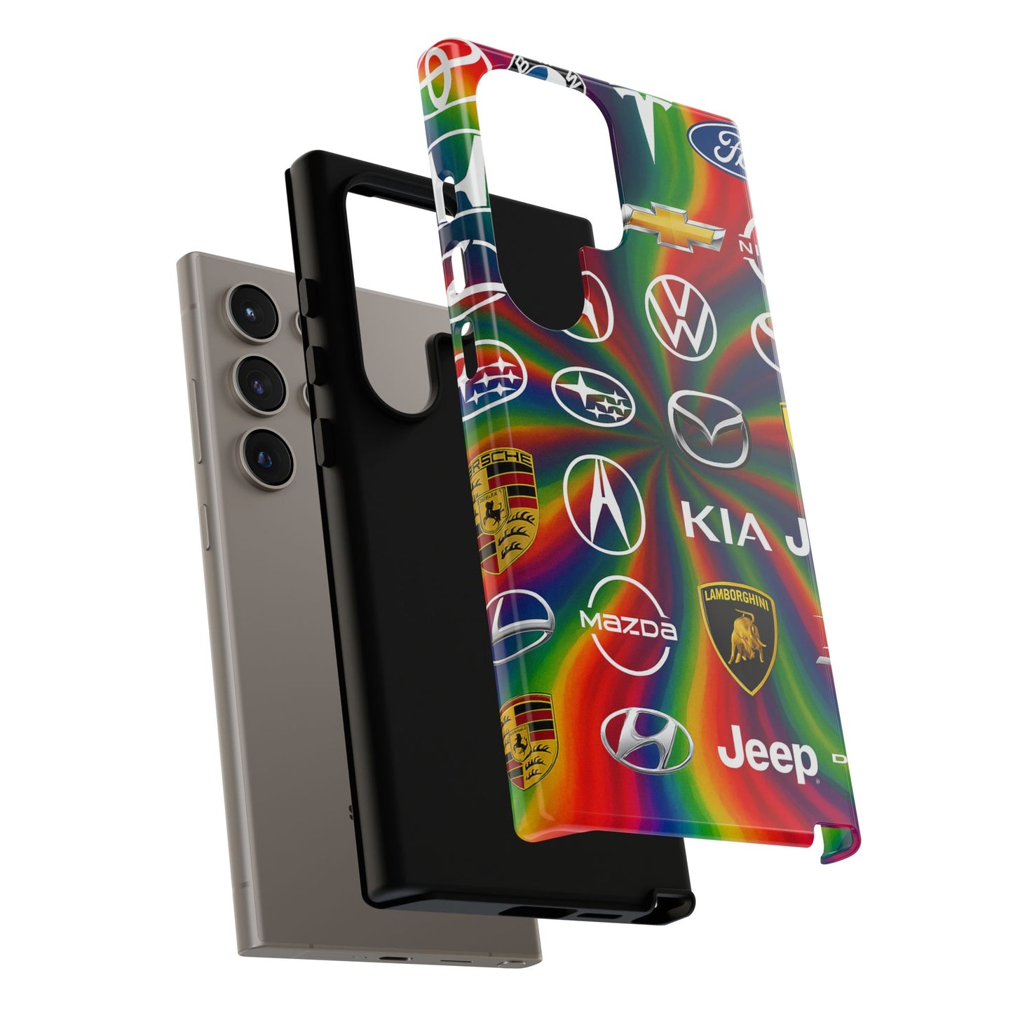 Colorful Car Logos Phone Case - Vibrant Tough Cases for Auto Enthusiasts, Unique Gift for Birthdays, Car Events, and Holidays
