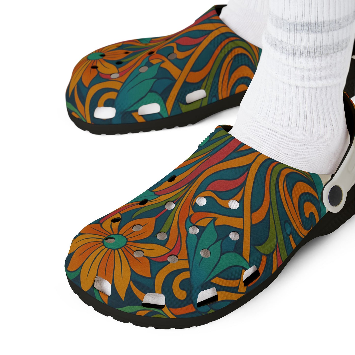 Colorful Floral EVA Foam Shoes, Summer Clogs, Garden Slip-Ons, Outdoor Footwear, Funky Comfort Shoes