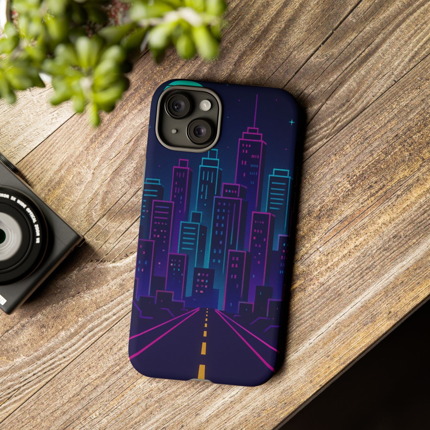 Cityscape Phone Case, Tough Cases, Urban Style, Nighttime Vibe, Phone Cover, Gift for City Lovers, Modern Design