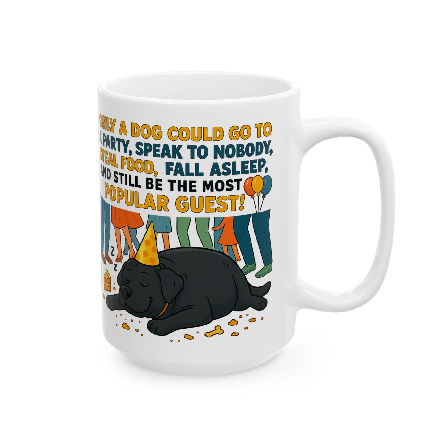 Sleepy Cat Party Mug, Funny Cat Lover Gift, Ceramic Coffee Cup, Ideal for Birthdays, Cat-Themed Celebrations, Pet Owner Present