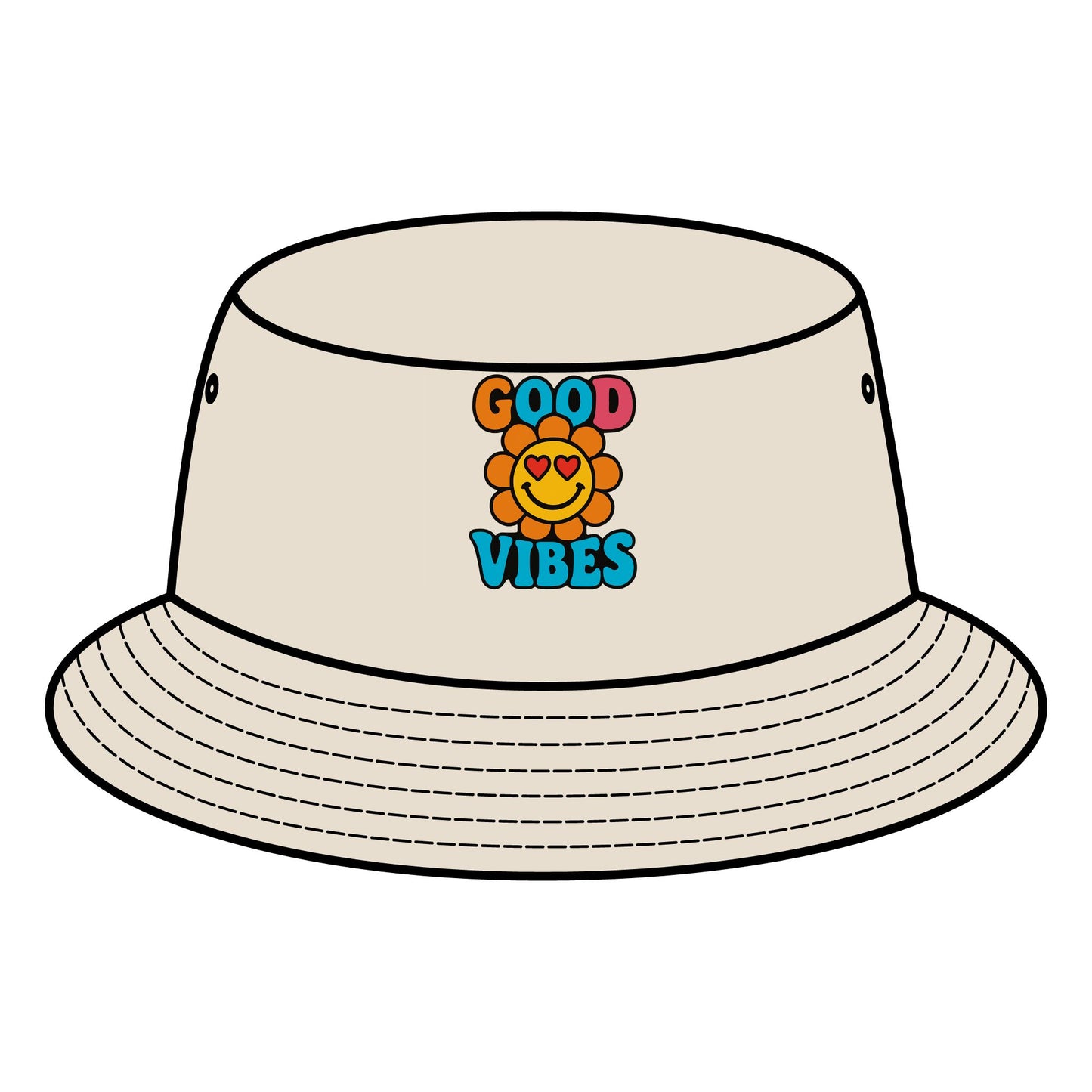 Good Vibes Bucket Hat, Summer Hat, Festival Accessory, Casual Headwear, Beach Hat, Unisex Fashion Statement