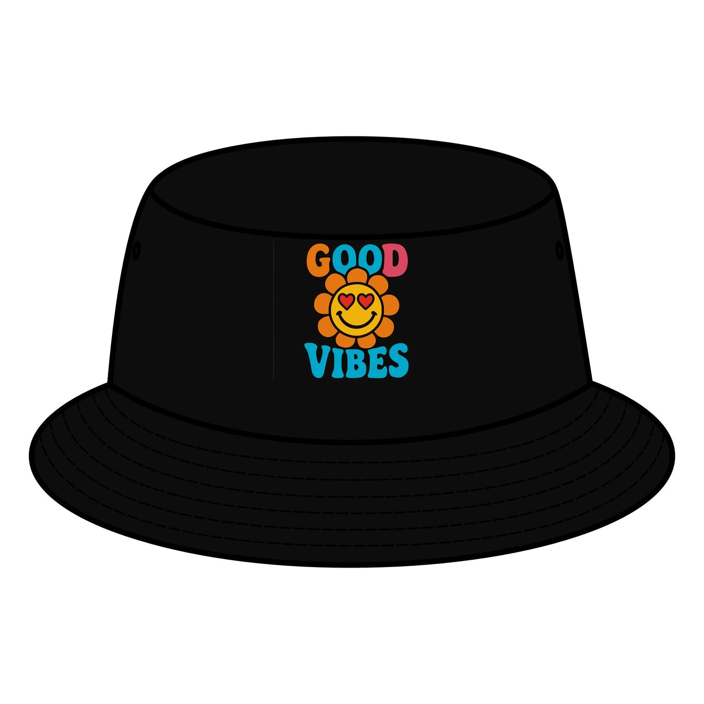 Good Vibes Bucket Hat, Summer Hat, Festival Accessory, Casual Headwear, Beach Hat, Unisex Fashion Statement