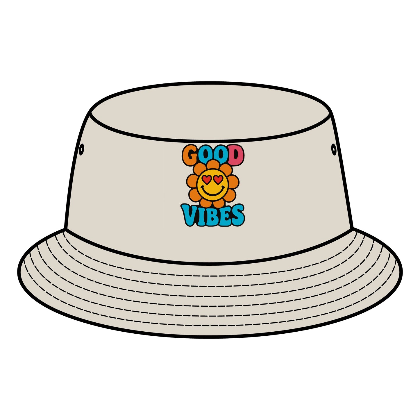 Good Vibes Bucket Hat, Summer Hat, Festival Accessory, Casual Headwear, Beach Hat, Unisex Fashion Statement