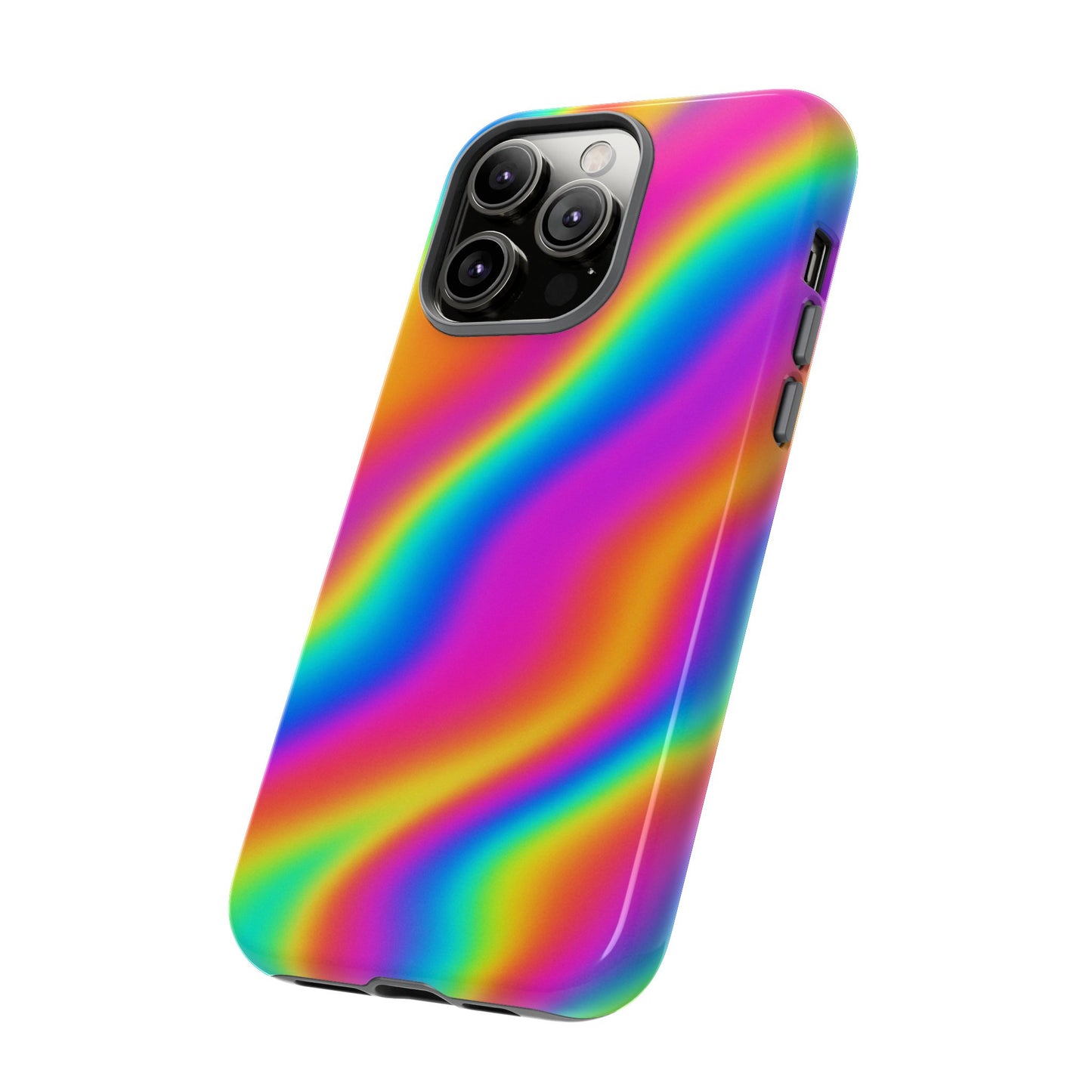 Rainbow Wavy Phone Case - Colorful Tough Cases for Stylish Protection, LGBTQ+ Pride Gift, Trendy Phone Accessory, Birthday, Holiday Present