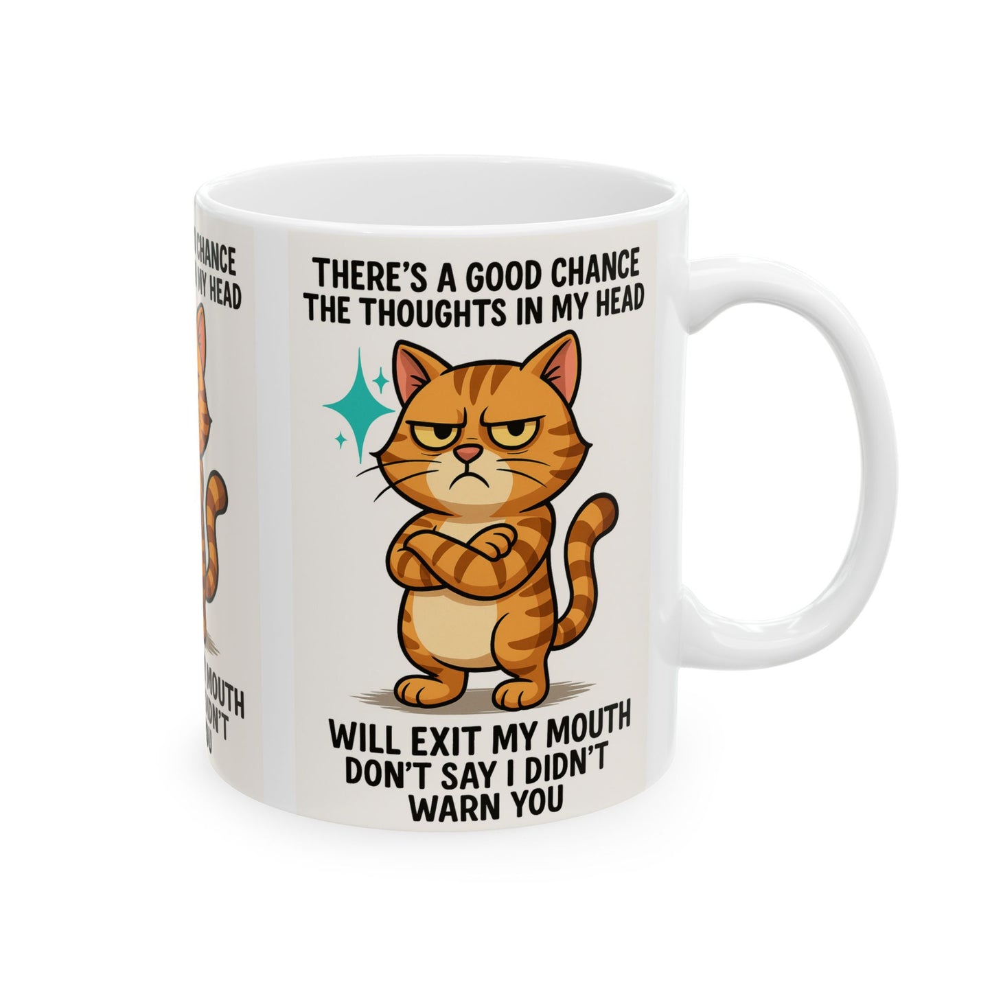 Sassy Cat Ceramic Mug: Quirky Gift for Cat Lovers, Funny Coffee Cup, Unique Birthday Present, Perfect for Pet Owners