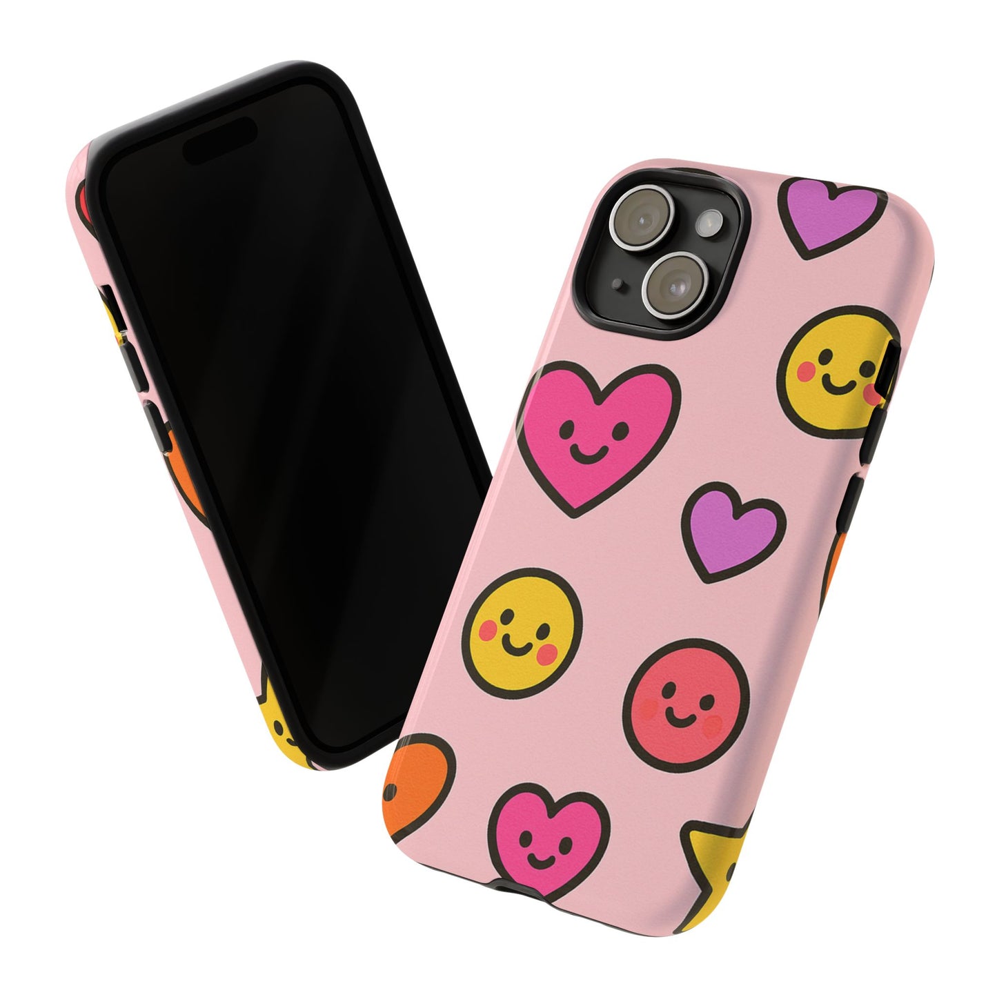 Cute Phone Case with Smiley Faces and Hearts, Fun Gift for Kids and Teens, Cellphone Protector, Birthday Present, Cute Accessories