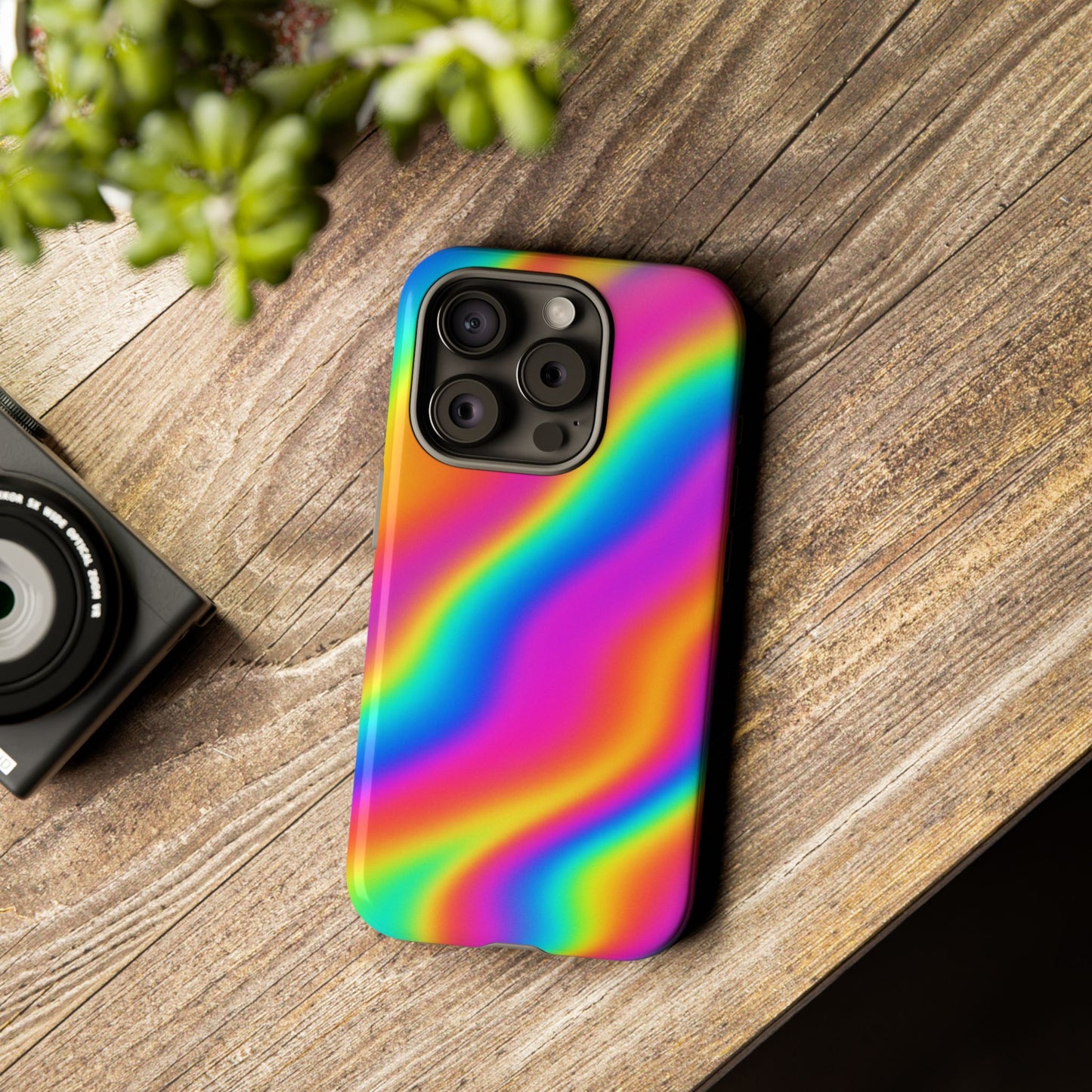 Rainbow Wavy Phone Case - Colorful Tough Cases for Stylish Protection, LGBTQ+ Pride Gift, Trendy Phone Accessory, Birthday, Holiday Present