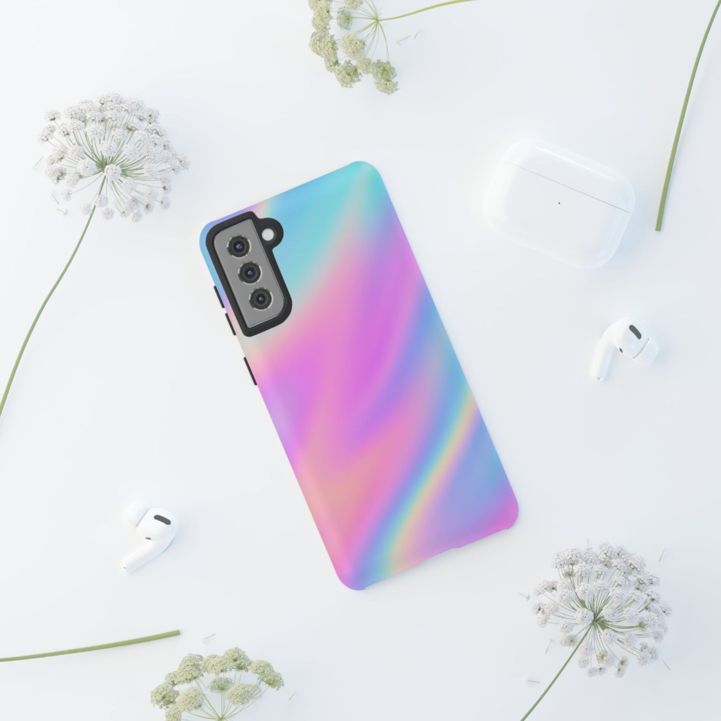 Colorful Holographic Phone Case, Tough Cases for iPhone, Trendy Phone Cover, Unique Gift for Her, Pastel Phone Accessory