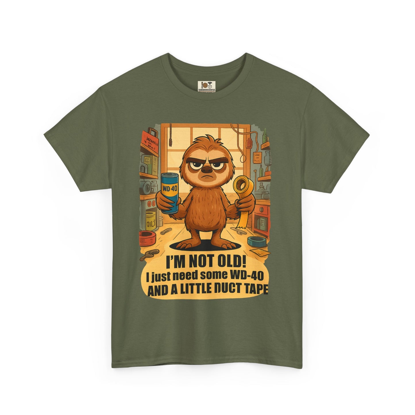 Funny Quote Tee, I'm Not Old WD-40 Sloth Shirt, Gift for Dad, Birthday Humor T-Shirt, Unisex Funny Cotton Top