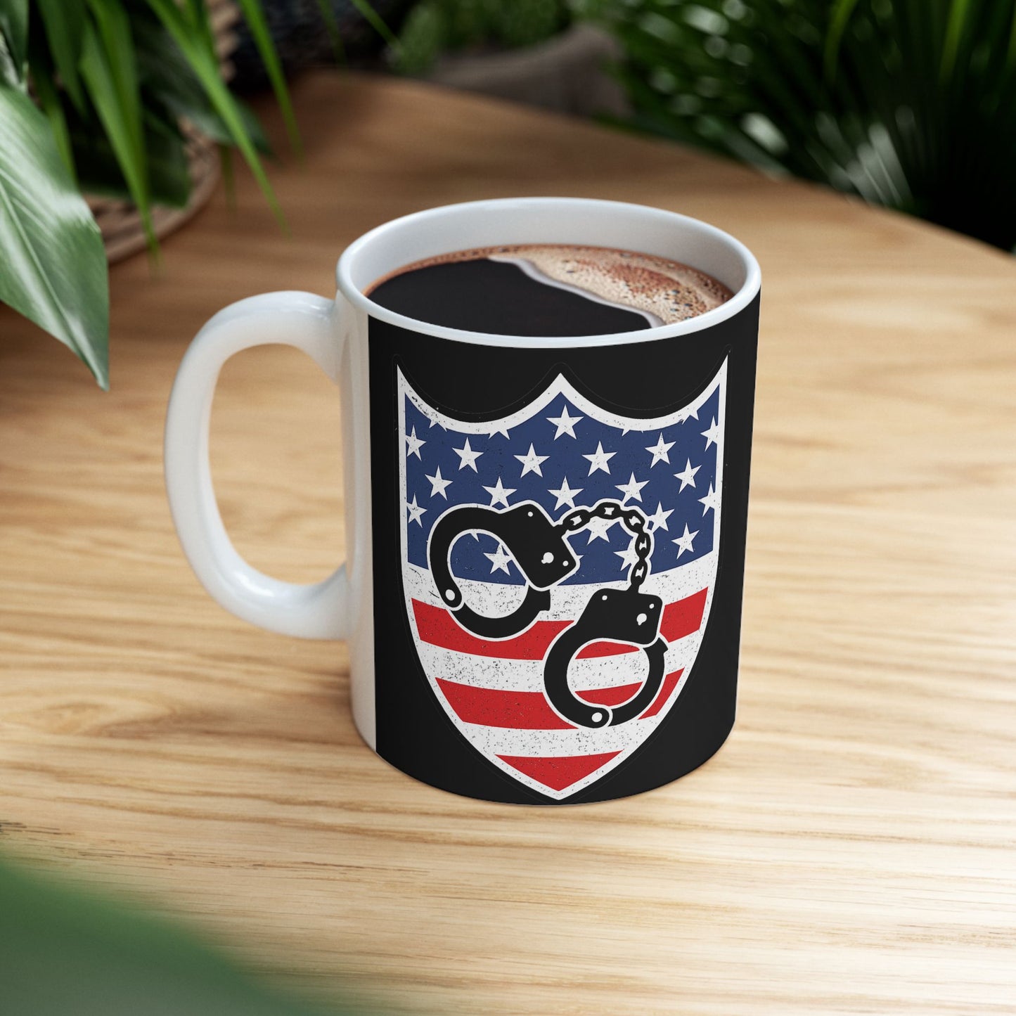Patriotic Ceramic Mug for Police Supporters, Veteran Gift, Law Enforcement Coffee Cup, Independence Day, 11oz 15oz