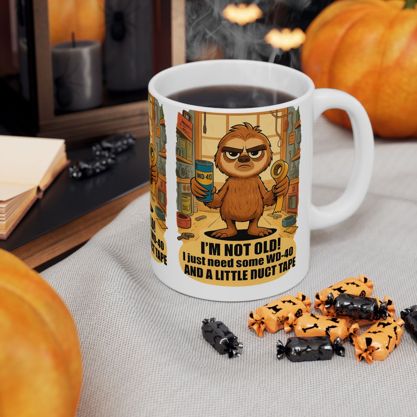Funny Sloth Mug for DIY Lovers, Gift for Father's Day, Cute Coffee Cup, Home Office Decor, Fun Present for Handyman