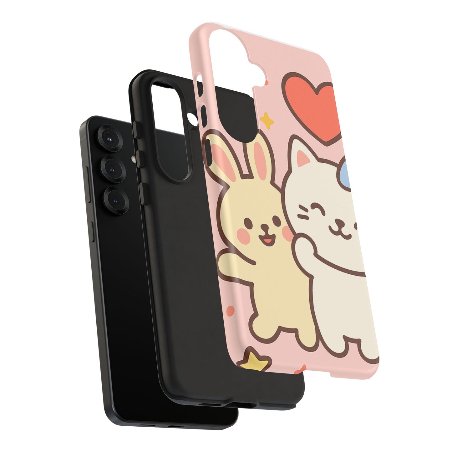 Cute Animal Phone Case -Tough Cases with Bunny and Cat Design, Kawaii Gift for Kids, Birthday, Everyday Use, Phone Accessories, teenage girl