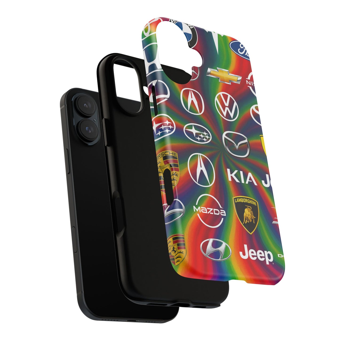 Colorful Car Logos Phone Case - Vibrant Tough Cases for Auto Enthusiasts, Unique Gift for Birthdays, Car Events, and Holidays