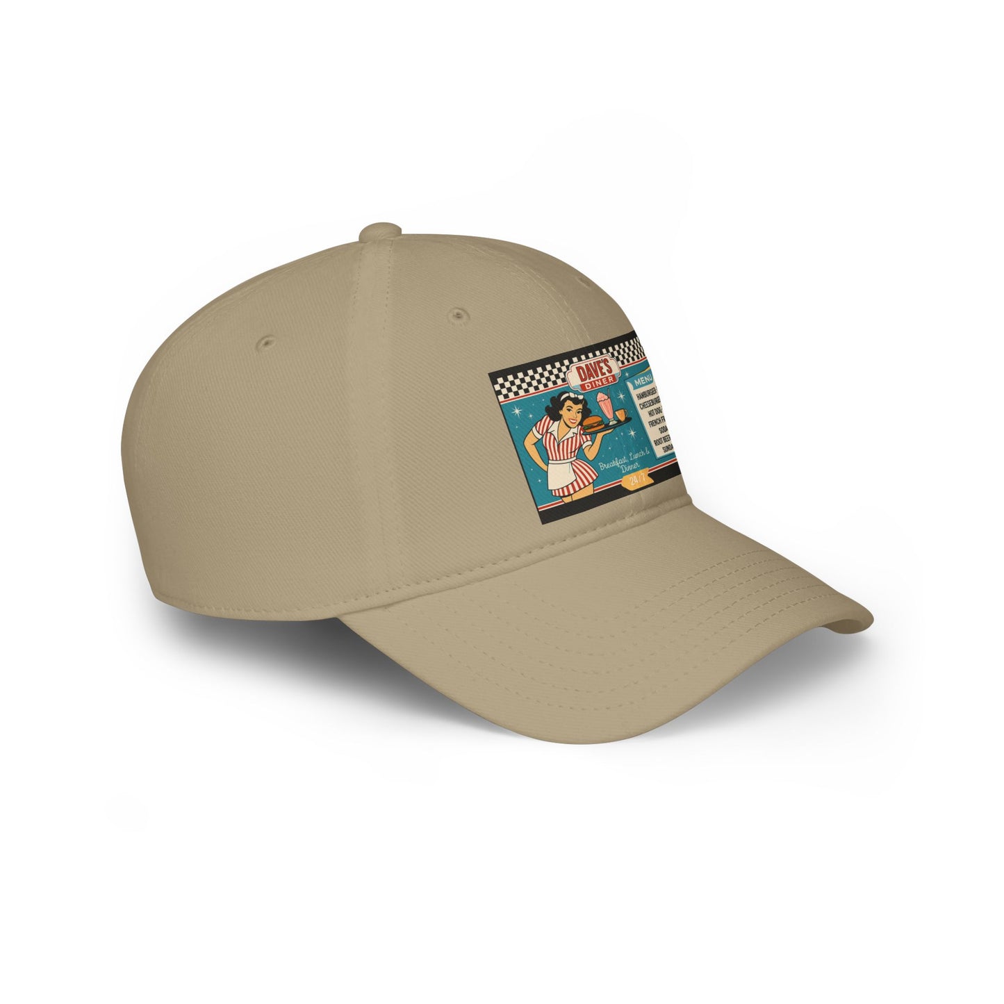Retro Diner Low Profile Baseball Cap | Vintage Style Cap, Unisex Gift, Casual Headwear, Fun Accessory, Summer Vibes
