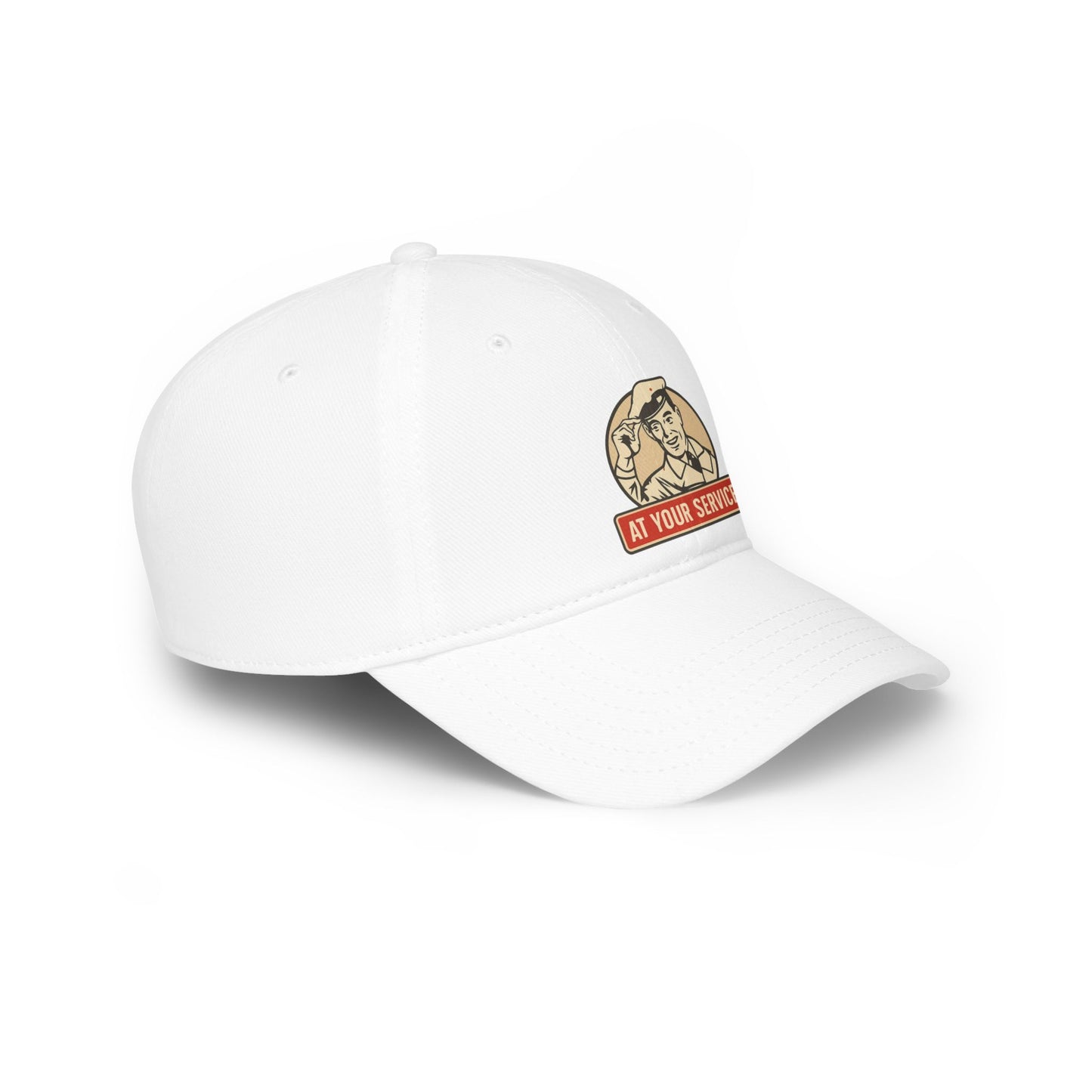 Vintage-Style Low Profile Baseball Cap | Inspiring 'At Your Service' Design, Casual Hat, Gift for Him, Outdoors, Everyday Wear