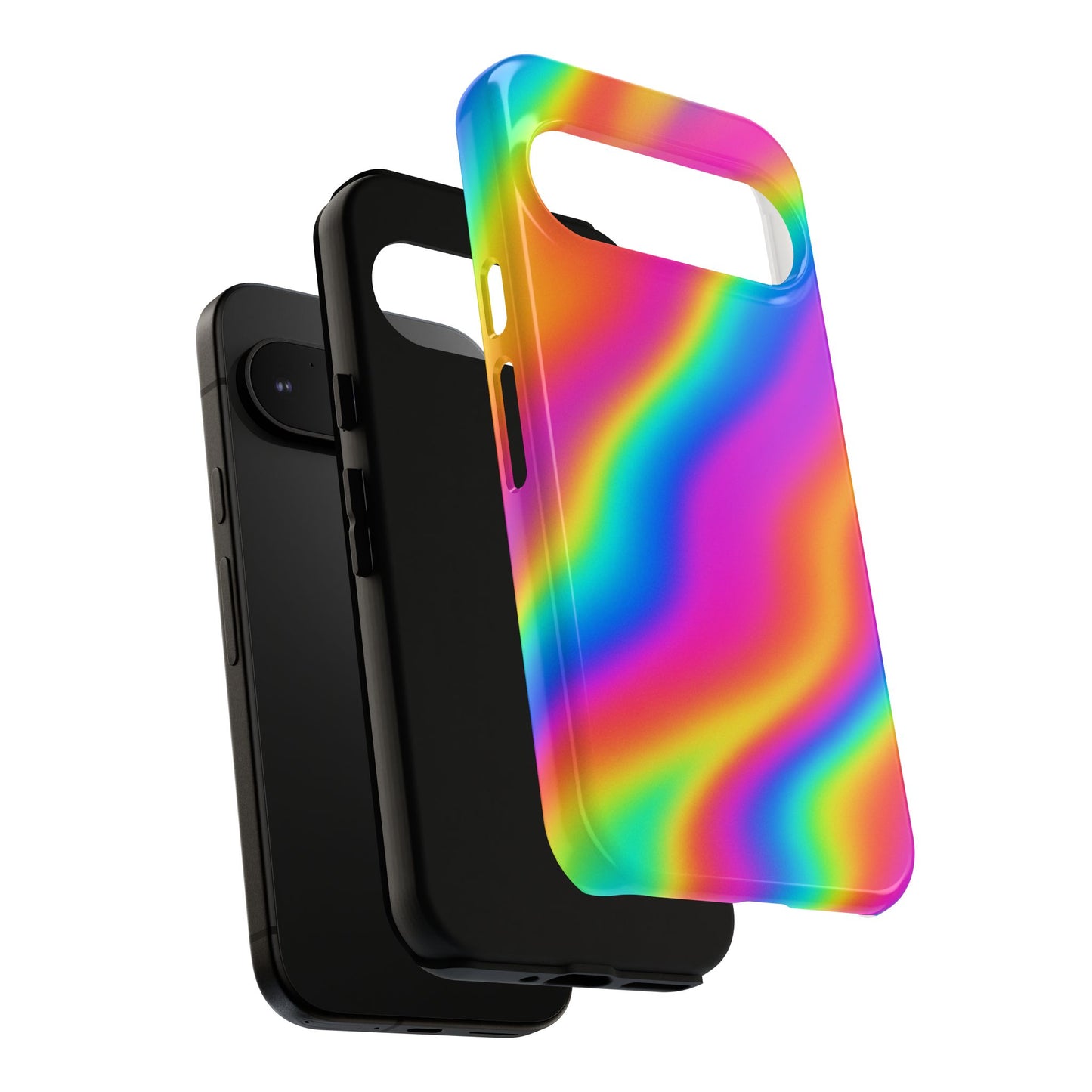 Rainbow Wavy Phone Case - Colorful Tough Cases for Stylish Protection, LGBTQ+ Pride Gift, Trendy Phone Accessory, Birthday, Holiday Present