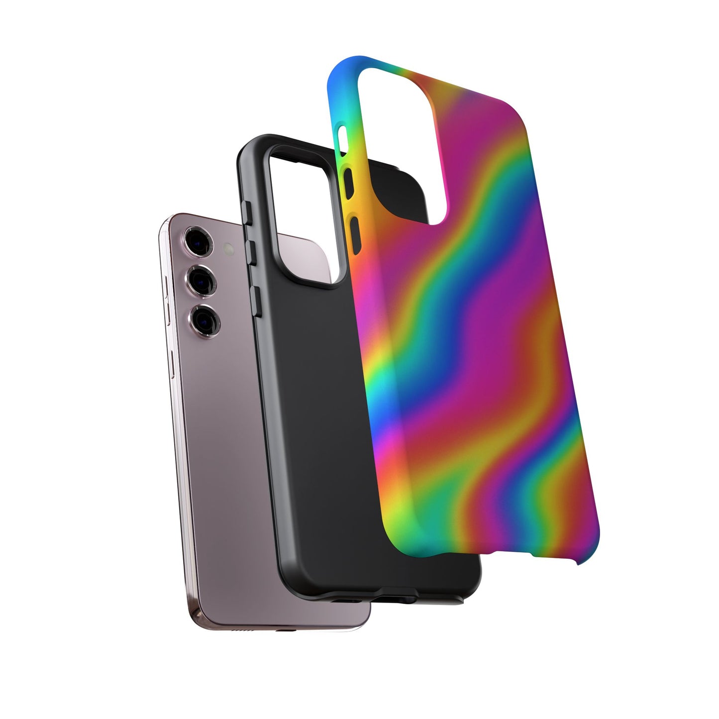 Rainbow Wavy Phone Case - Colorful Tough Cases for Stylish Protection, LGBTQ+ Pride Gift, Trendy Phone Accessory, Birthday, Holiday Present