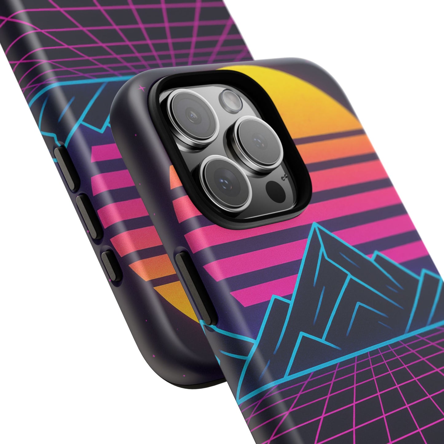 Retro Sunset Phone Case, Vintage Neon Case, 80s Aesthetic Cover, Gift for Tech Lovers, Unique Phone Accessories