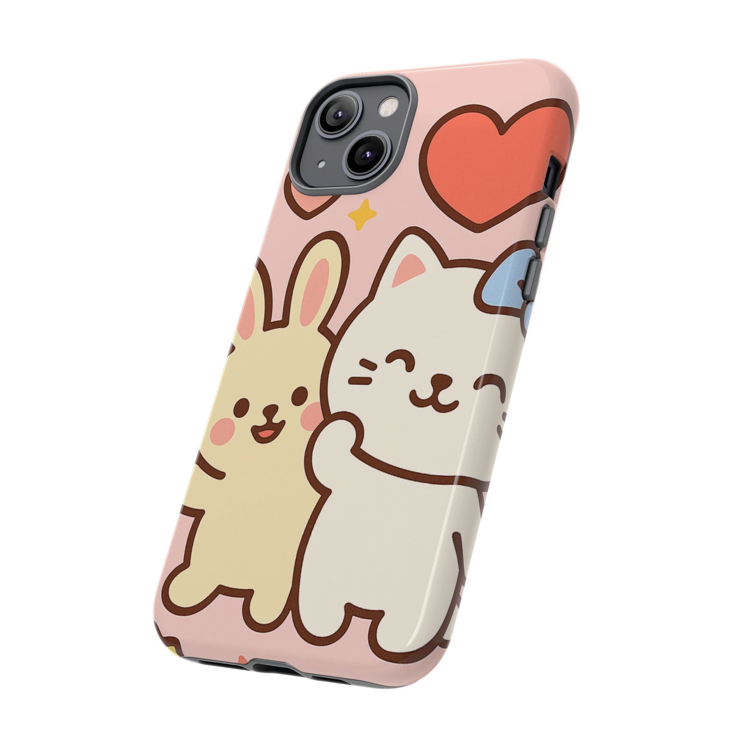 Cute Animal Phone Case -Tough Cases with Bunny and Cat Design, Kawaii Gift for Kids, Birthday, Everyday Use, Phone Accessories, teenage girl