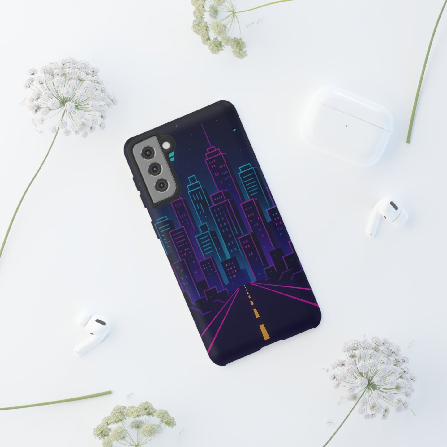 Cityscape Phone Case, Tough Cases, Urban Style, Nighttime Vibe, Phone Cover, Gift for City Lovers, Modern Design