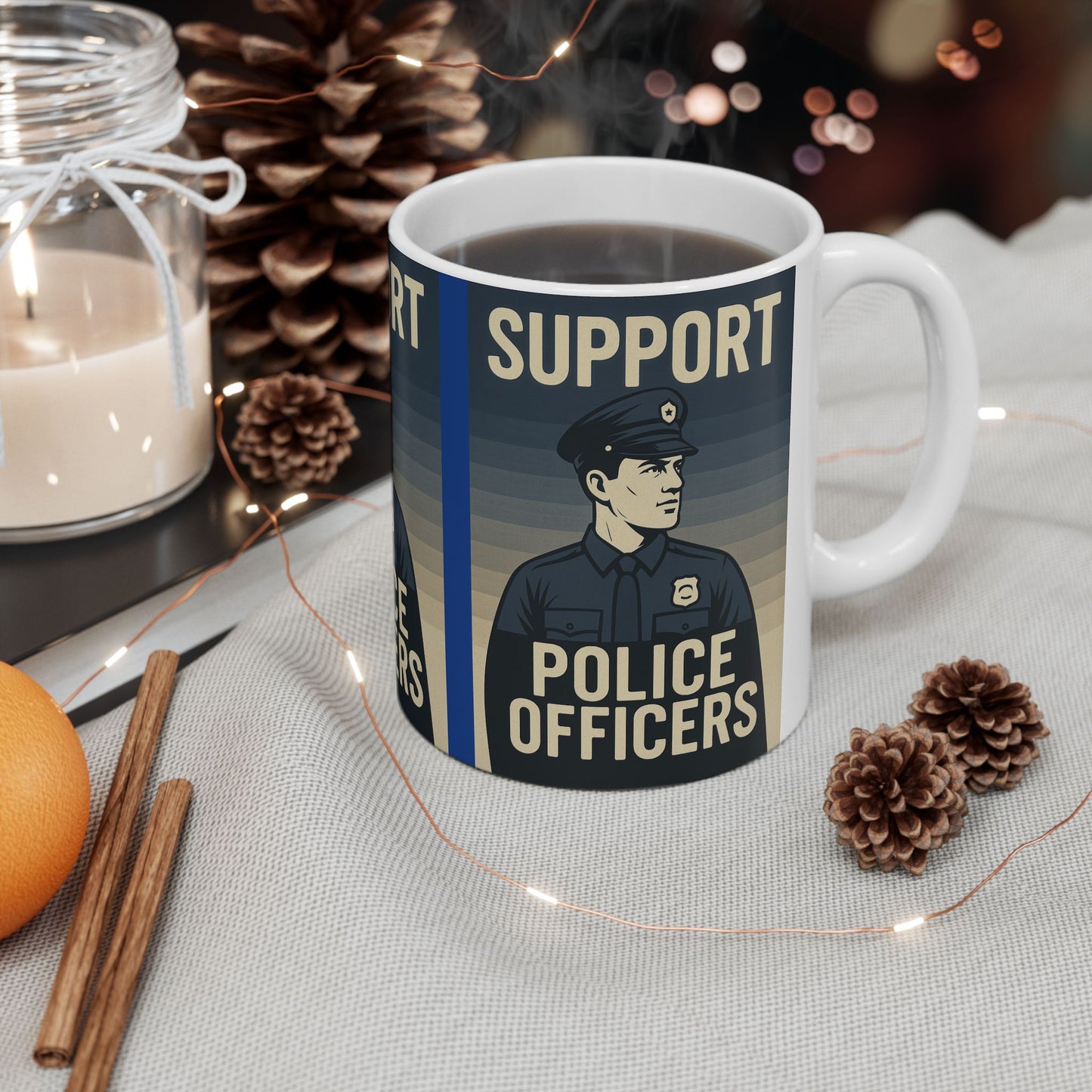 Support Police Officers Ceramic Mug | Unique Gift for Law Enforcement Appreciation, Police Supporter, Coffee Lover, Officer Tribute