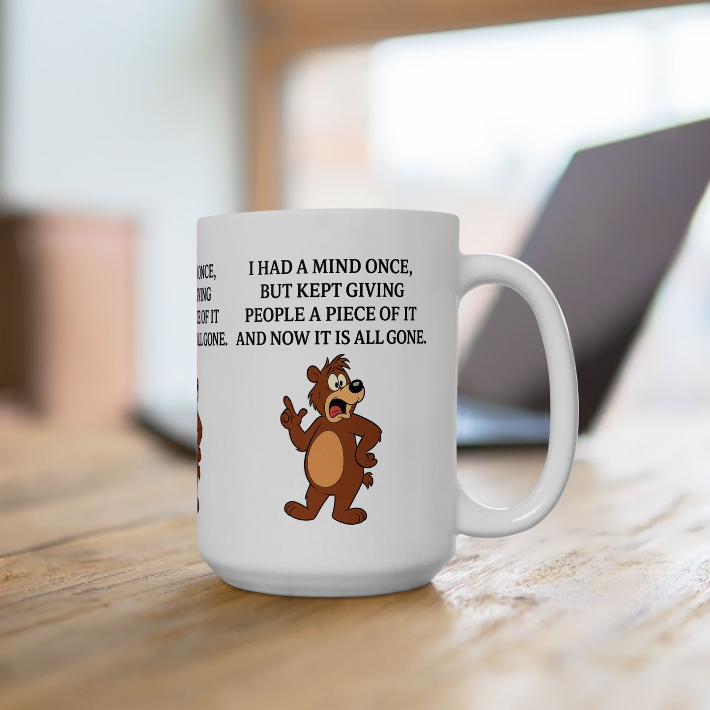 Funny Animal Ceramic Mug, Gift for Bear Lovers, Coffee Cup, Humor Mug, Office Decor, Birthday Gift