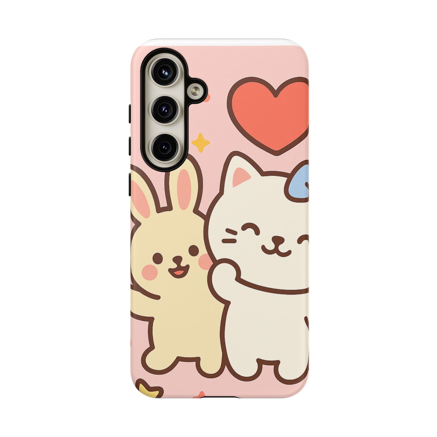 Cute Animal Phone Case -Tough Cases with Bunny and Cat Design, Kawaii Gift for Kids, Birthday, Everyday Use, Phone Accessories, teenage girl