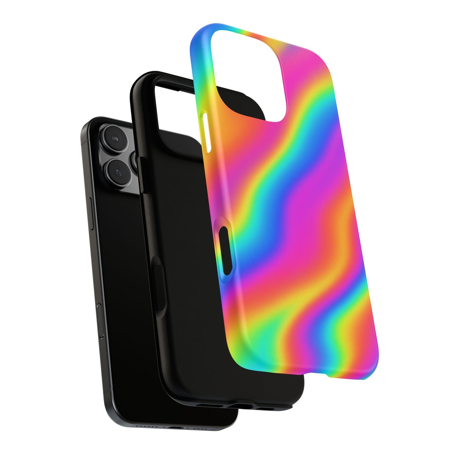 Rainbow Wavy Phone Case - Colorful Tough Cases for Stylish Protection, LGBTQ+ Pride Gift, Trendy Phone Accessory, Birthday, Holiday Present
