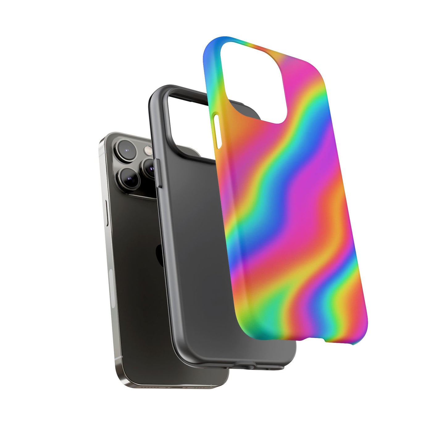 Rainbow Wavy Phone Case - Colorful Tough Cases for Stylish Protection, LGBTQ+ Pride Gift, Trendy Phone Accessory, Birthday, Holiday Present