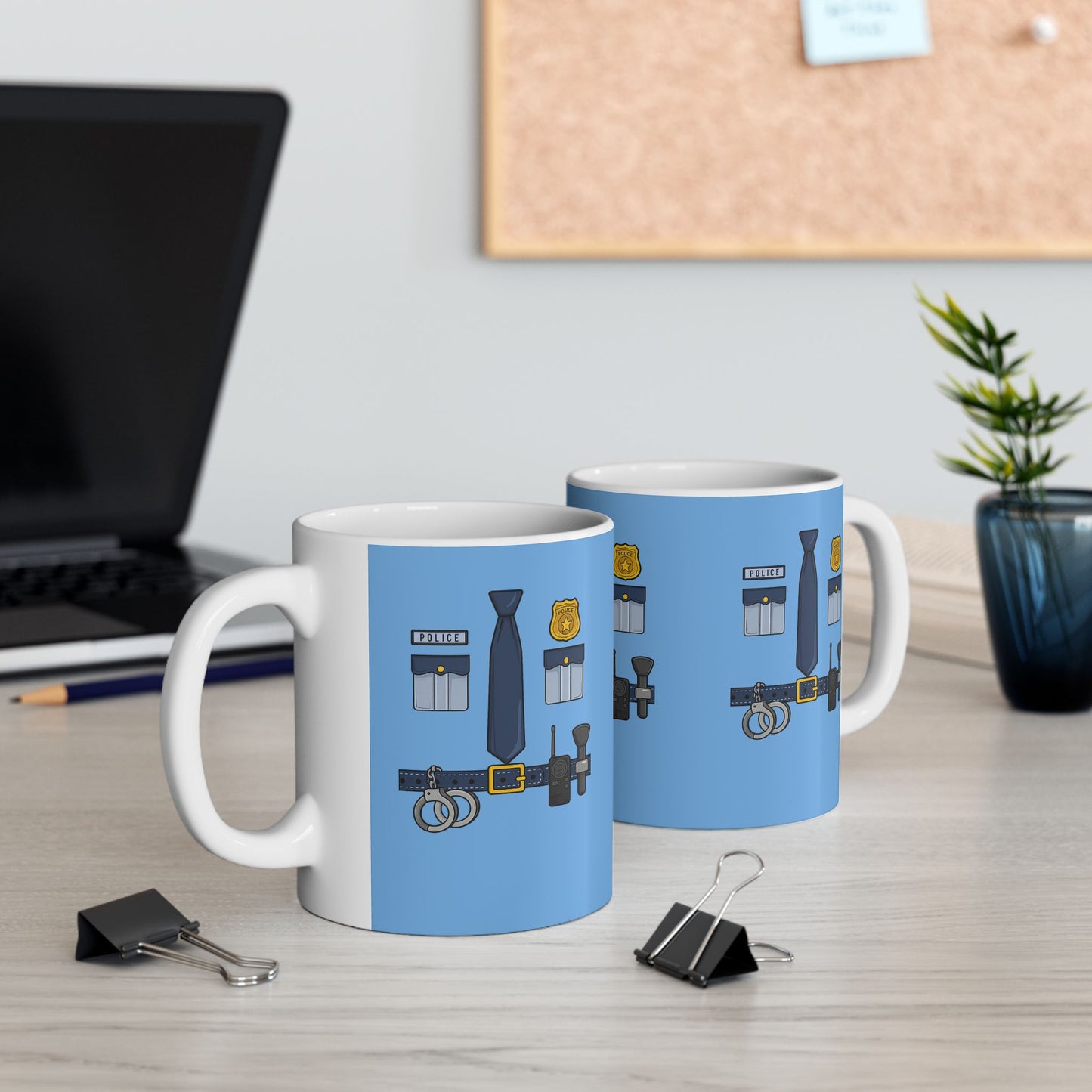 Police-Themed Ceramic Mug: Law Enforcement Gift, Cop Appreciation, Blue Line Support, Funny Police Coffee Cup, Officer Present