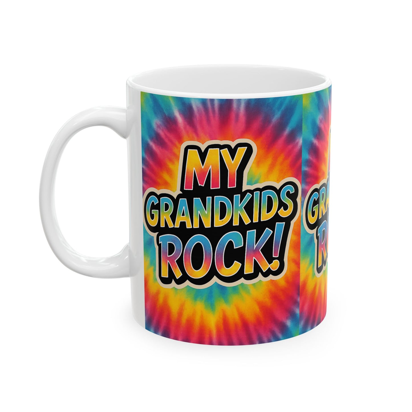 Colorful Grandkids Rock Ceramic Mug - Perfect Gift for Grandparents, Family Gatherings, Birthdays, Mother's Day, Fun Vibes