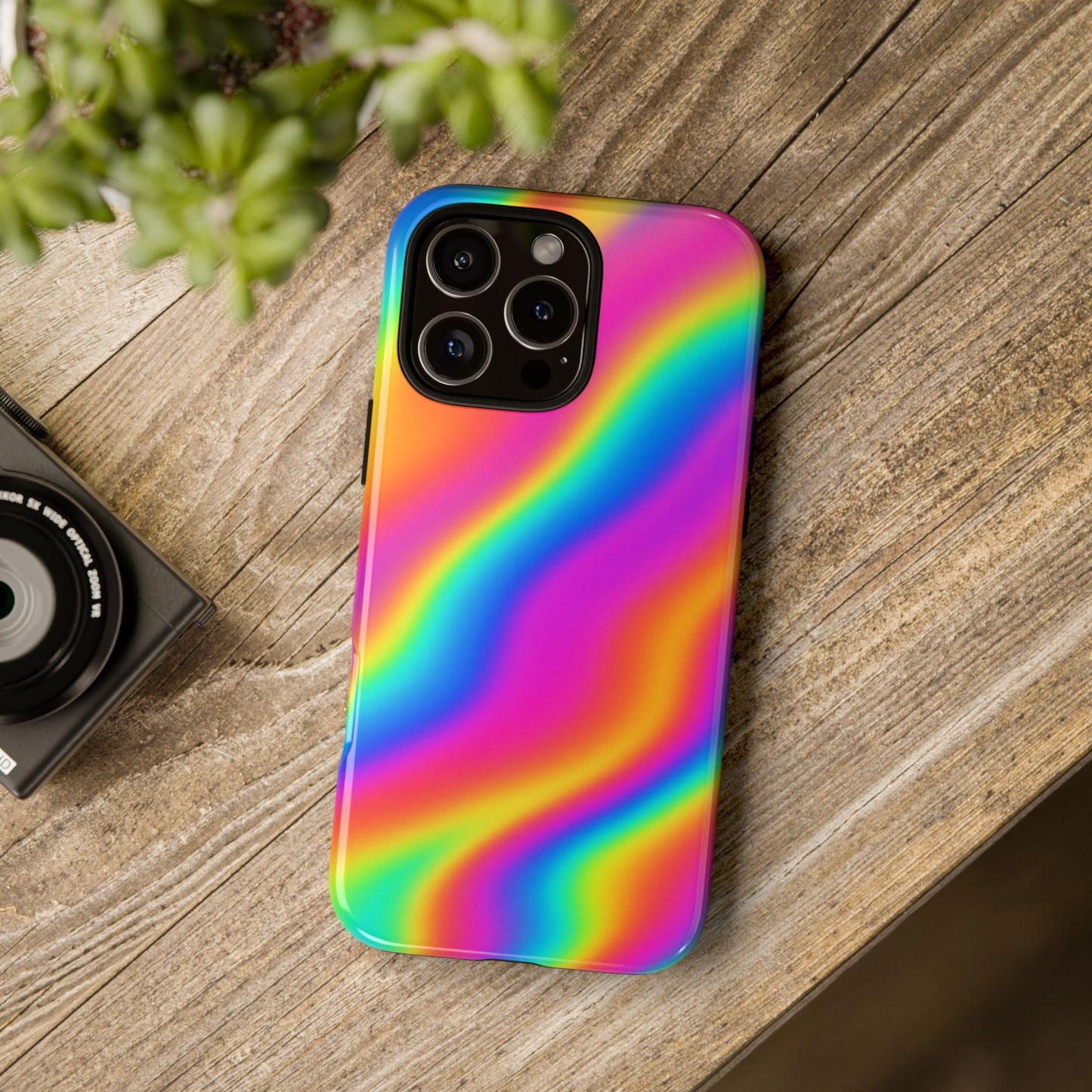 Rainbow Wavy Phone Case - Colorful Tough Cases for Stylish Protection, LGBTQ+ Pride Gift, Trendy Phone Accessory, Birthday, Holiday Present