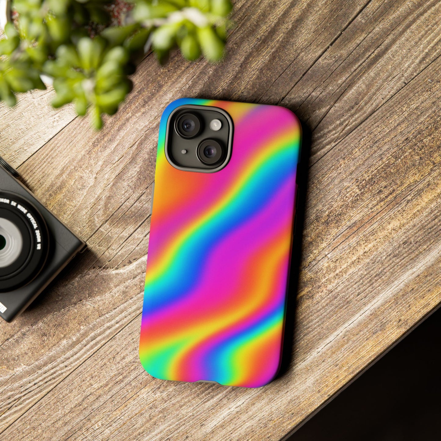 Rainbow Wavy Phone Case - Colorful Tough Cases for Stylish Protection, LGBTQ+ Pride Gift, Trendy Phone Accessory, Birthday, Holiday Present