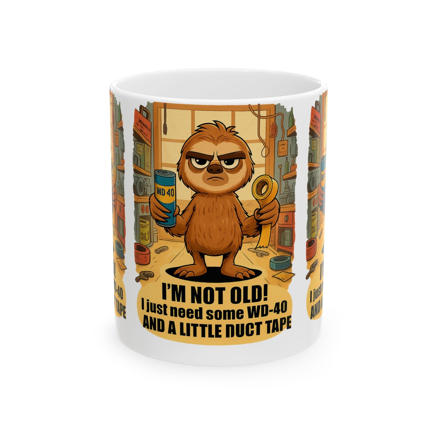 Funny Sloth Mug for DIY Lovers, Gift for Father's Day, Cute Coffee Cup, Home Office Decor, Fun Present for Handyman