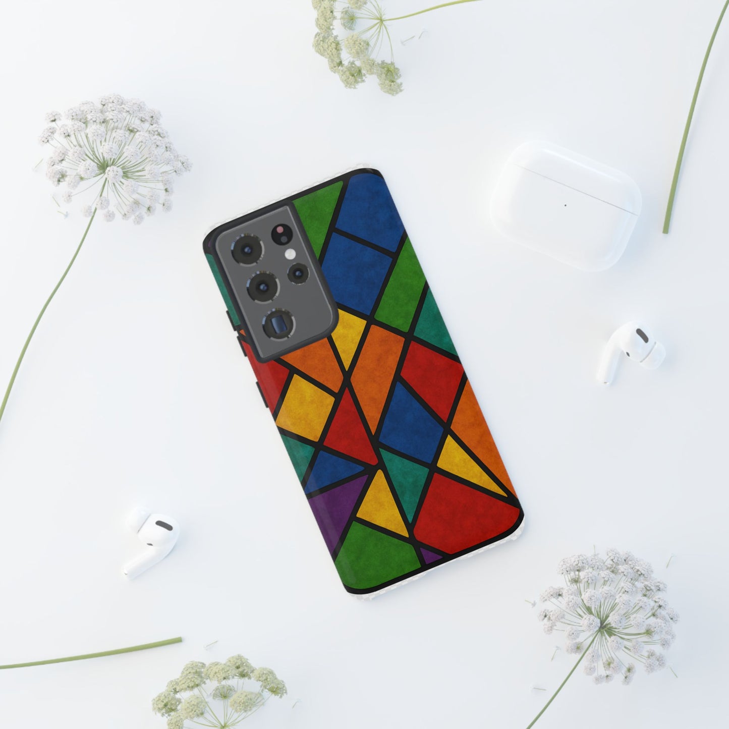 Colorful Phone Case, Stained Glass Pattern, Artistic Phone Cover, Unique Smartphone Protection, Vibrant Gift for All Occasions