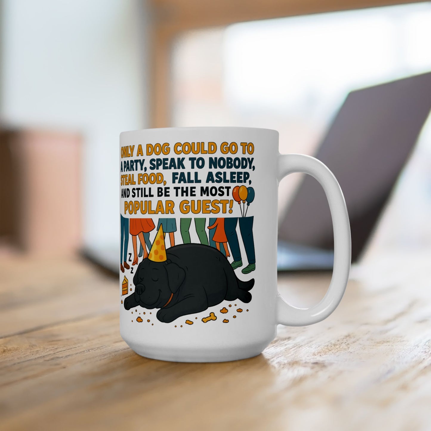 Sleepy Cat Party Mug, Funny Cat Lover Gift, Ceramic Coffee Cup, Ideal for Birthdays, Cat-Themed Celebrations, Pet Owner Present