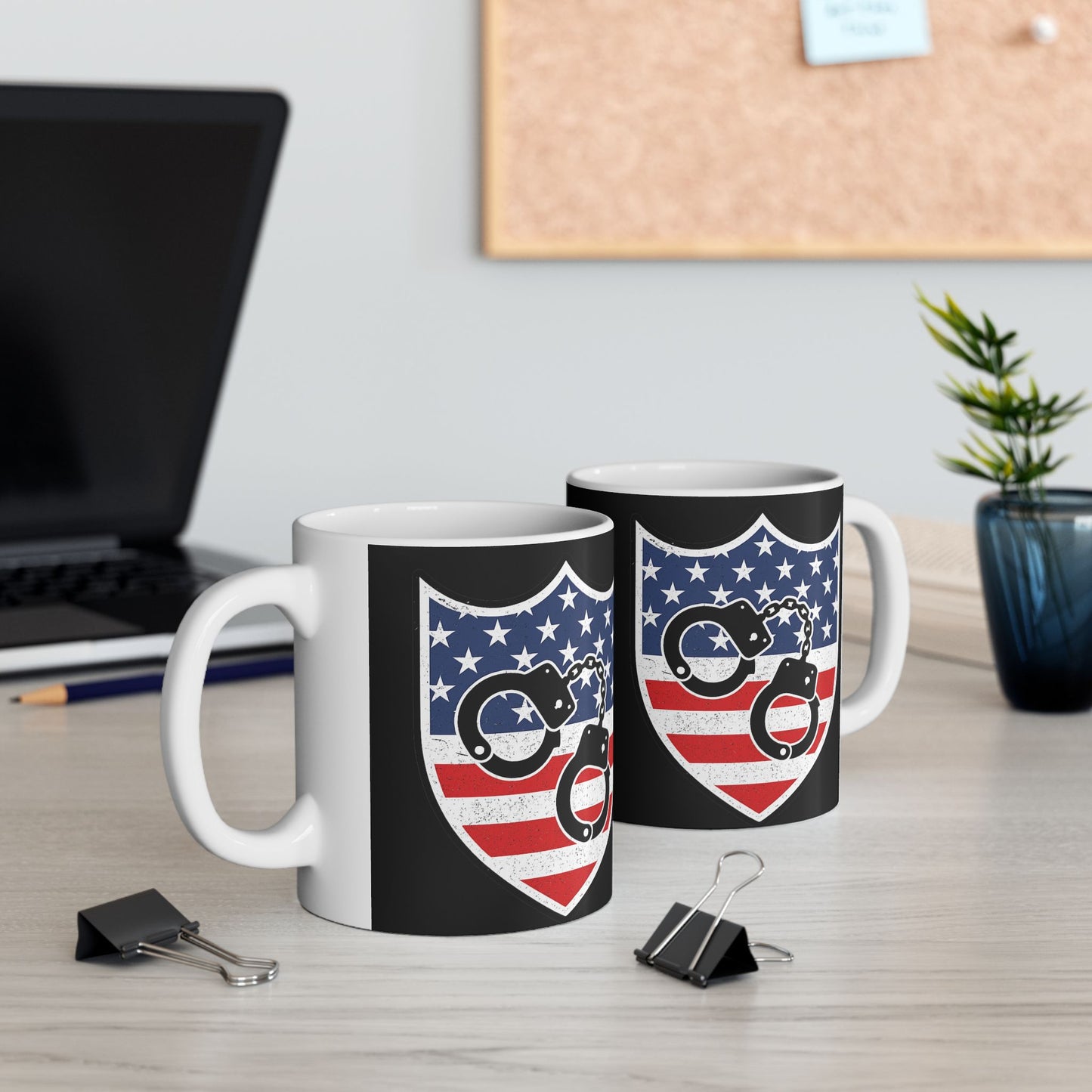 Patriotic Ceramic Mug for Police Supporters, Veteran Gift, Law Enforcement Coffee Cup, Independence Day, 11oz 15oz