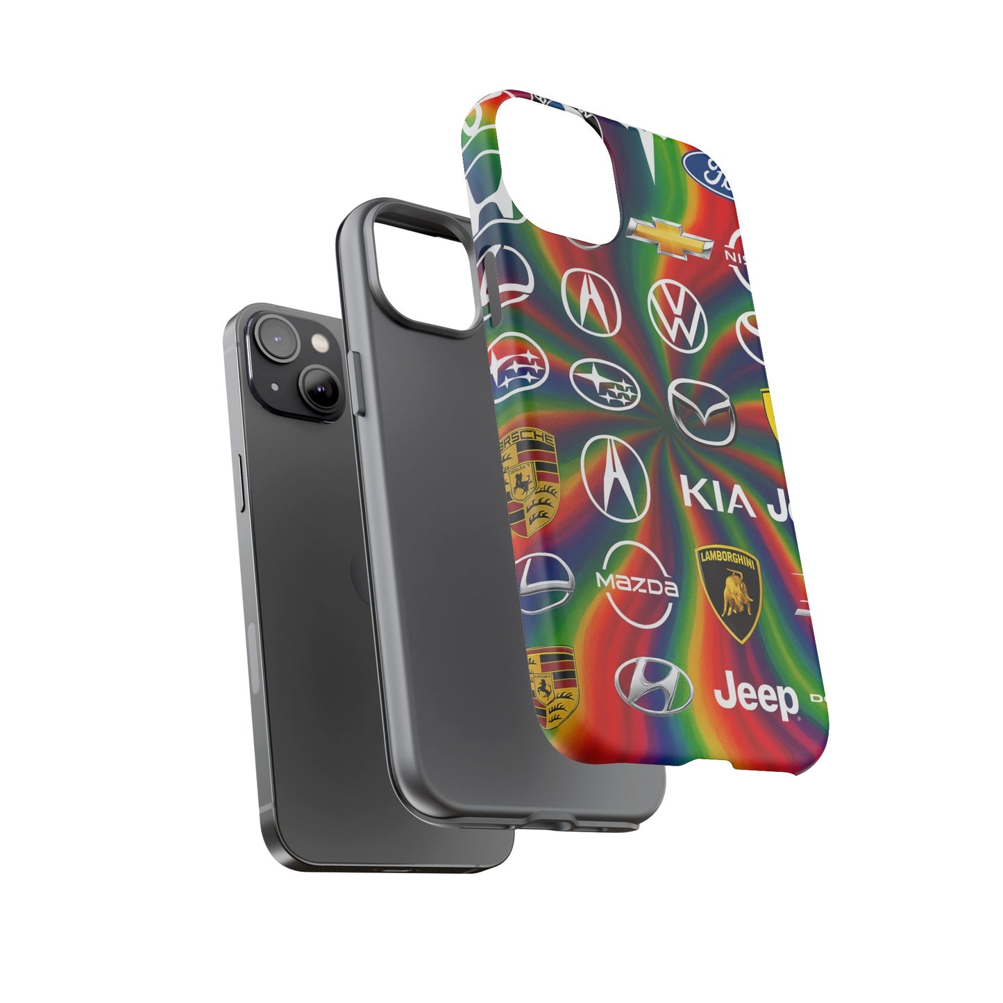 Colorful Car Logos Phone Case - Vibrant Tough Cases for Auto Enthusiasts, Unique Gift for Birthdays, Car Events, and Holidays