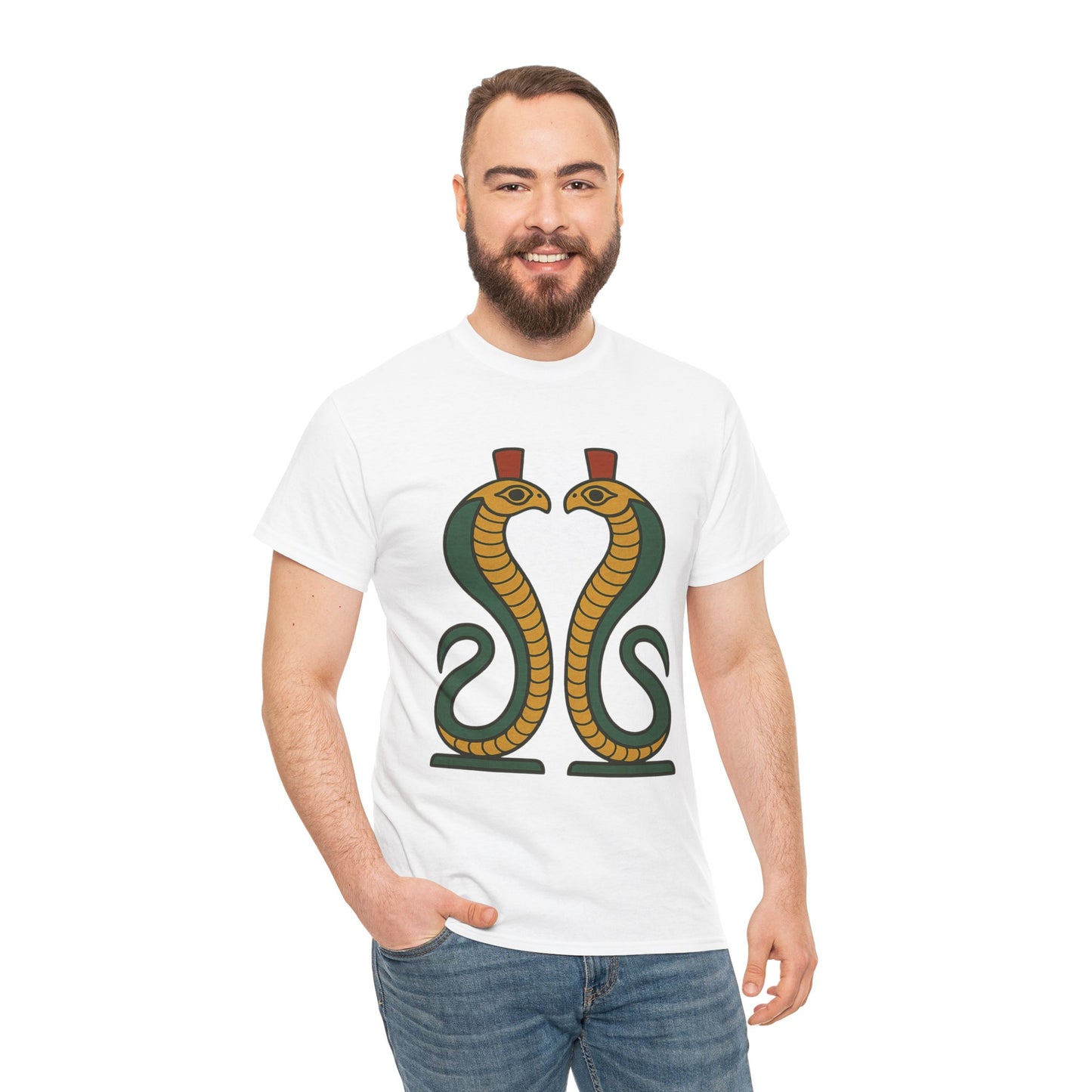 Cobra Graphic Tee - Unisex Heavy Cotton T-Shirt, Vintage Snake T-Shirt, Cool Graphic Tee, Animal Lover Gift, Summer Casual Wear, Egyptian