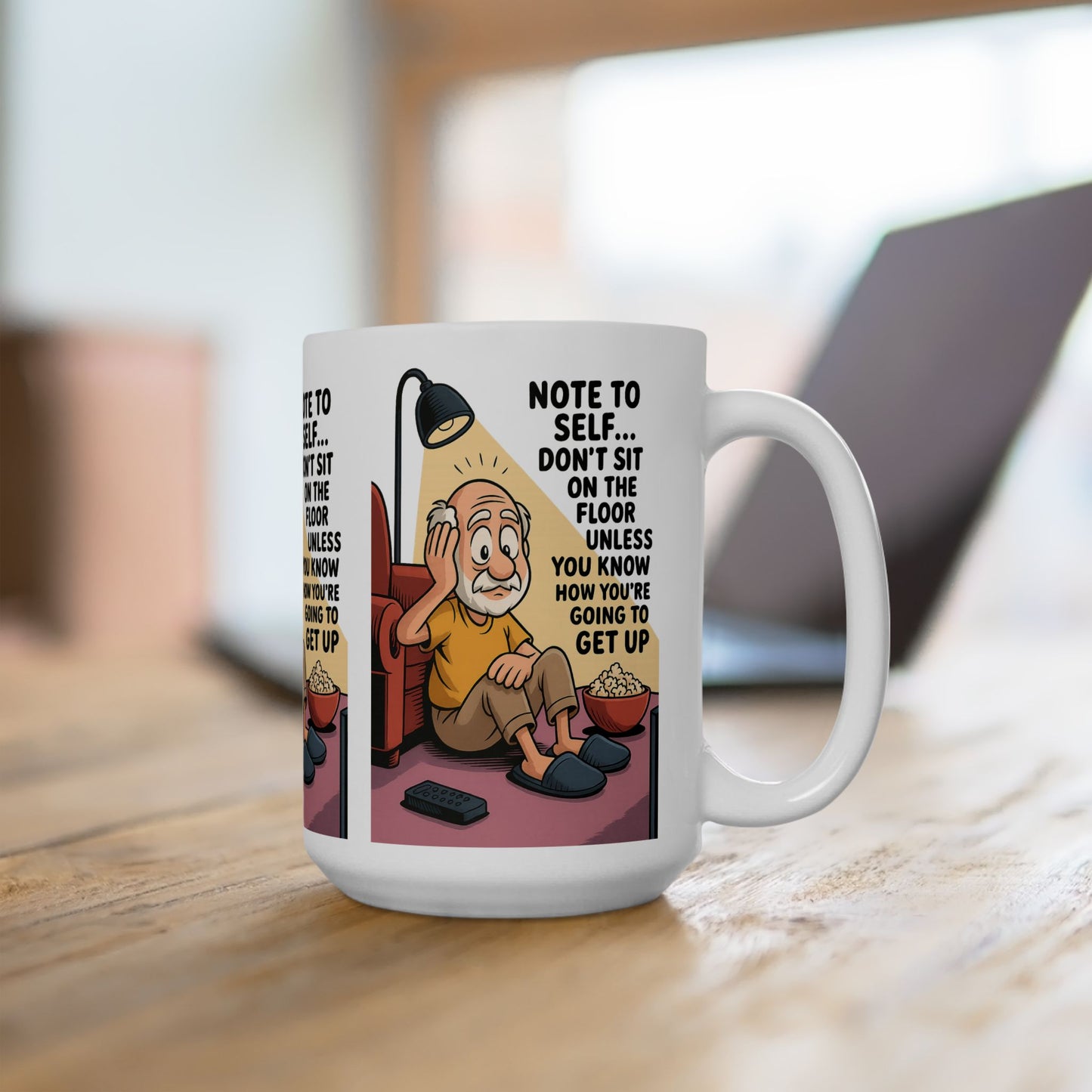 Humorous Ceramic Mug for Seniors, Funny Coffee Cup, Gag Gift, Retirement Present, Birthday Mug, Quirky Decor