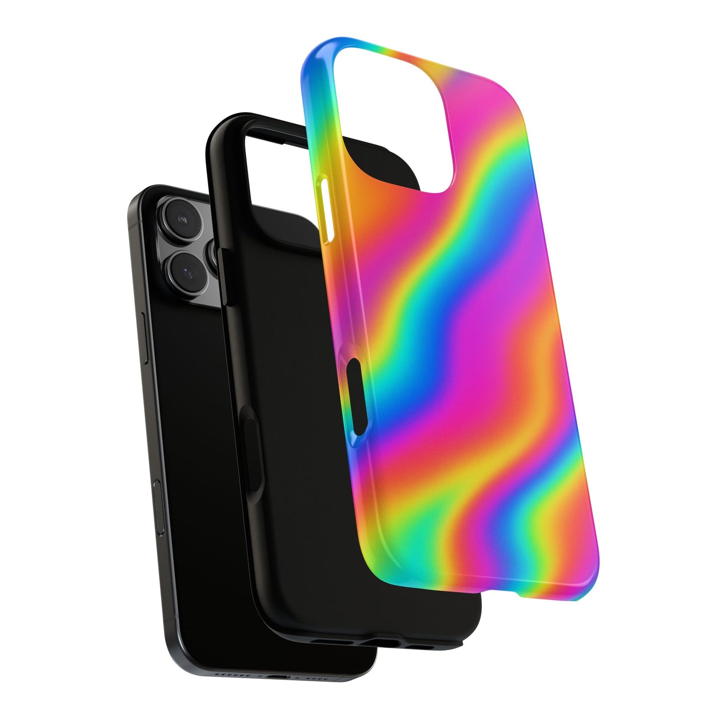 Rainbow Wavy Phone Case - Colorful Tough Cases for Stylish Protection, LGBTQ+ Pride Gift, Trendy Phone Accessory, Birthday, Holiday Present