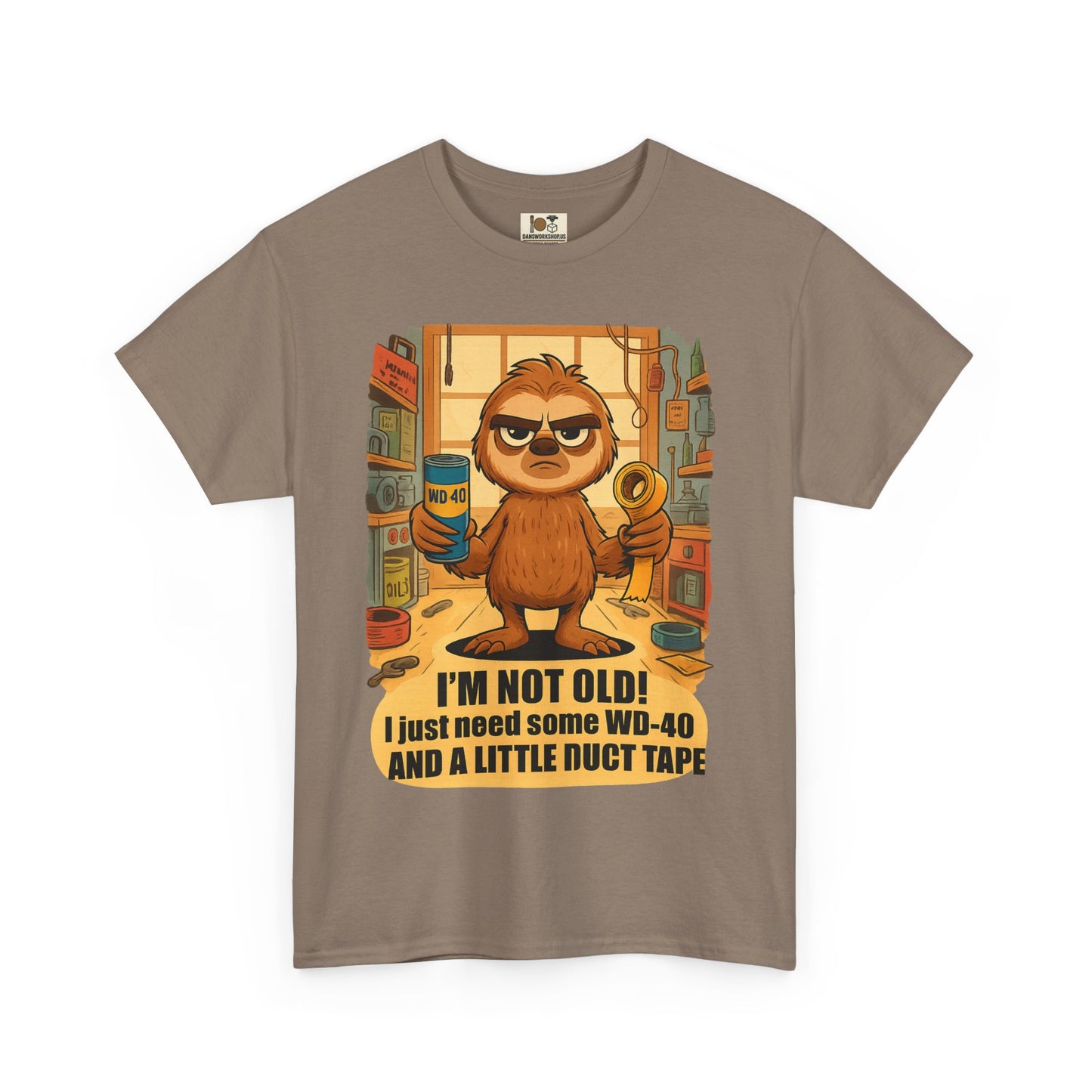 Funny Quote Tee, I'm Not Old WD-40 Sloth Shirt, Gift for Dad, Birthday Humor T-Shirt, Unisex Funny Cotton Top