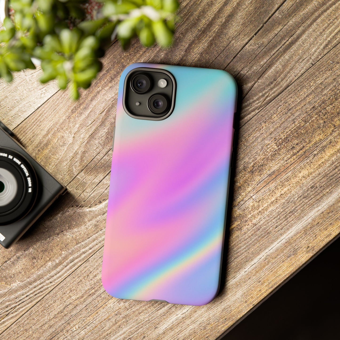 Colorful Holographic Phone Case, Tough Cases for iPhone, Trendy Phone Cover, Unique Gift for Her, Pastel Phone Accessory